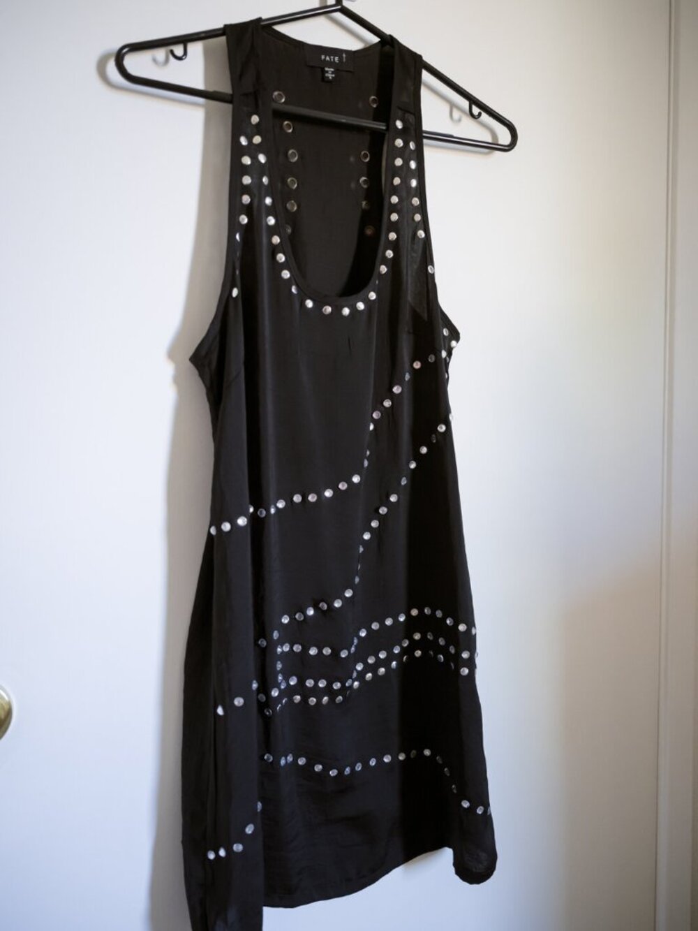 Fate Black Studded Tank Mini Dress S